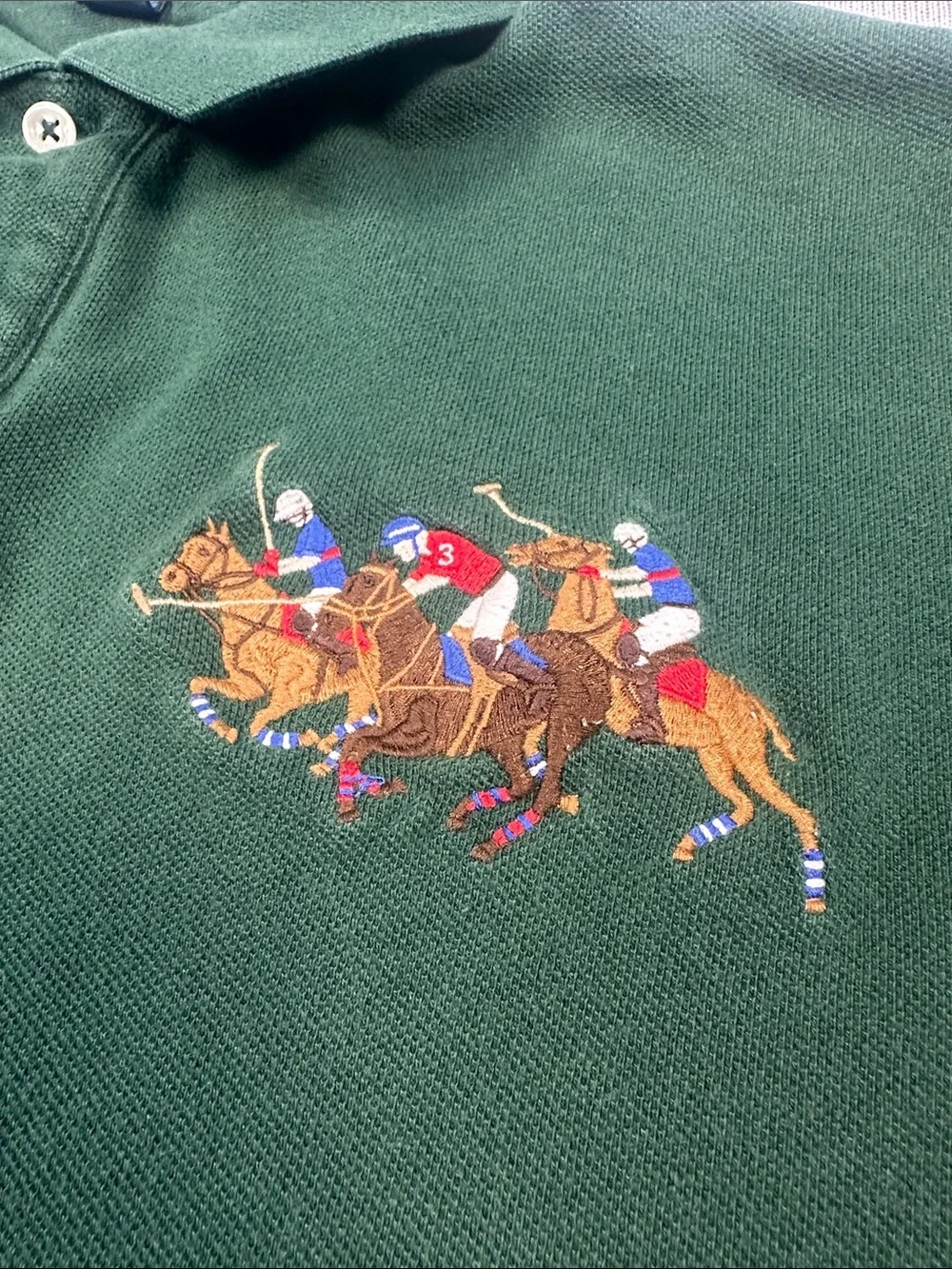 Polo Ralph Lauren Pony Club Green Number 3 Golf Shirt Men’s Size XL Vintage